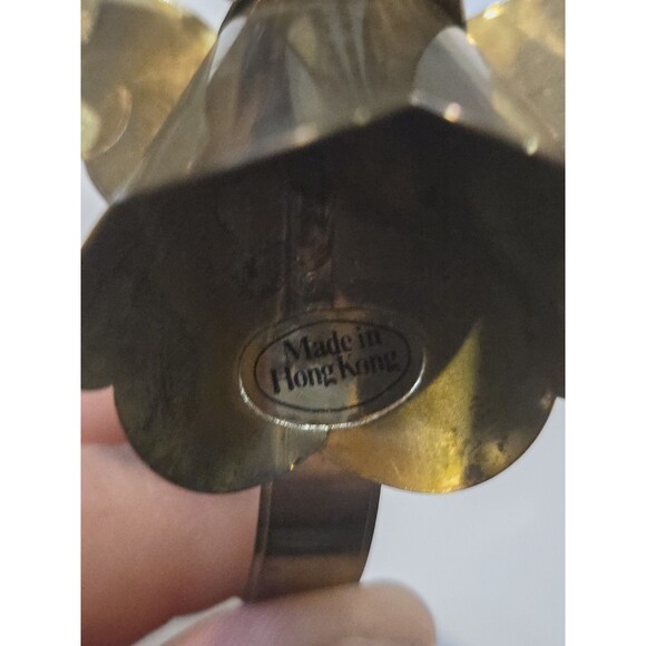 Vintage Napkin Rings Brass Angels Trumpets Set 4 Christmas Holiday 2" Goldtone - Picture 3 of 3